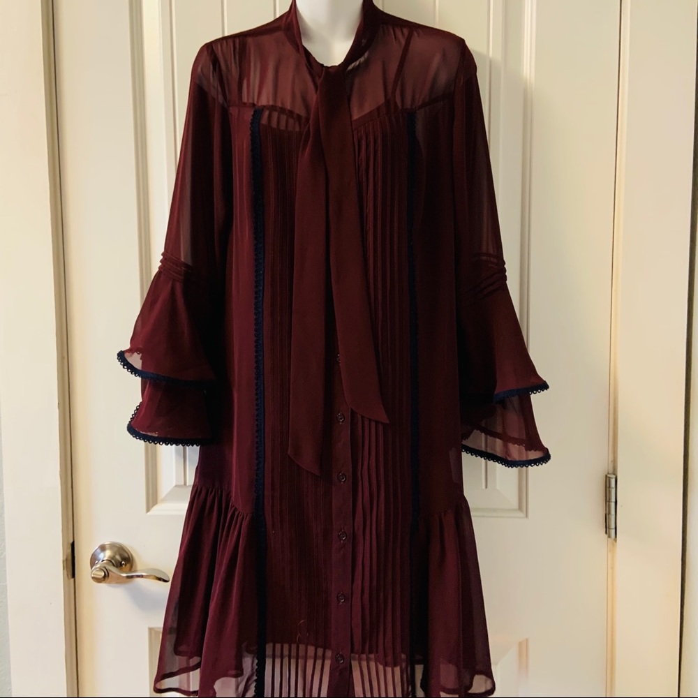 nanette | red dress with tie neck 10